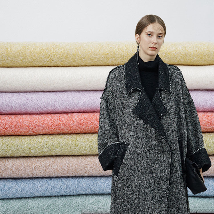 Winter Coat Polyester Middle-weight Woolen Fabric